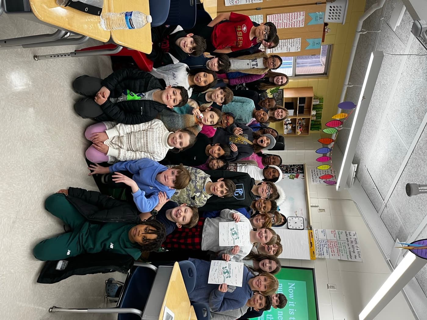 4 Green Futures mentors and elementary school students after an environmental education lesson